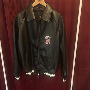 Avirex Black Leather Bomber Jacket